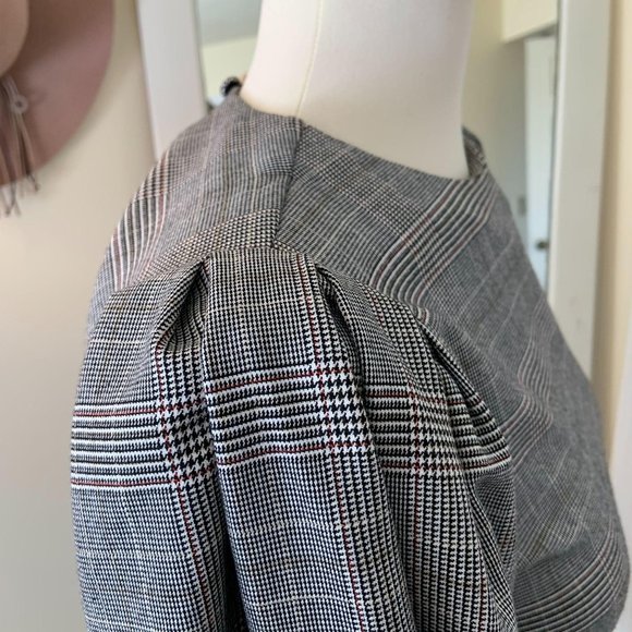 H&M Plaid Gingham Picnic Mini Dress Balloon Sleeve - Picture 5 of 10